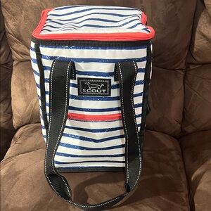 Scout Blue and White Striped Soft Cooler